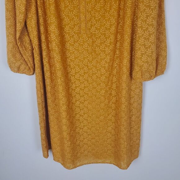 Daniel Rainn Mustard Gold Embroidered Tunic Dress Size Medium - Picture 3 of 6